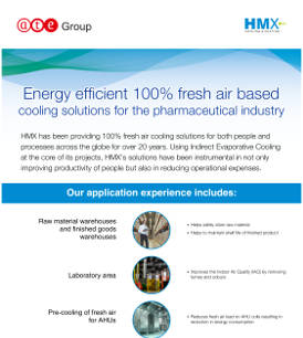 Energy efficient 100~~ fresh air based cooling solutions for the pharmaceutical industry